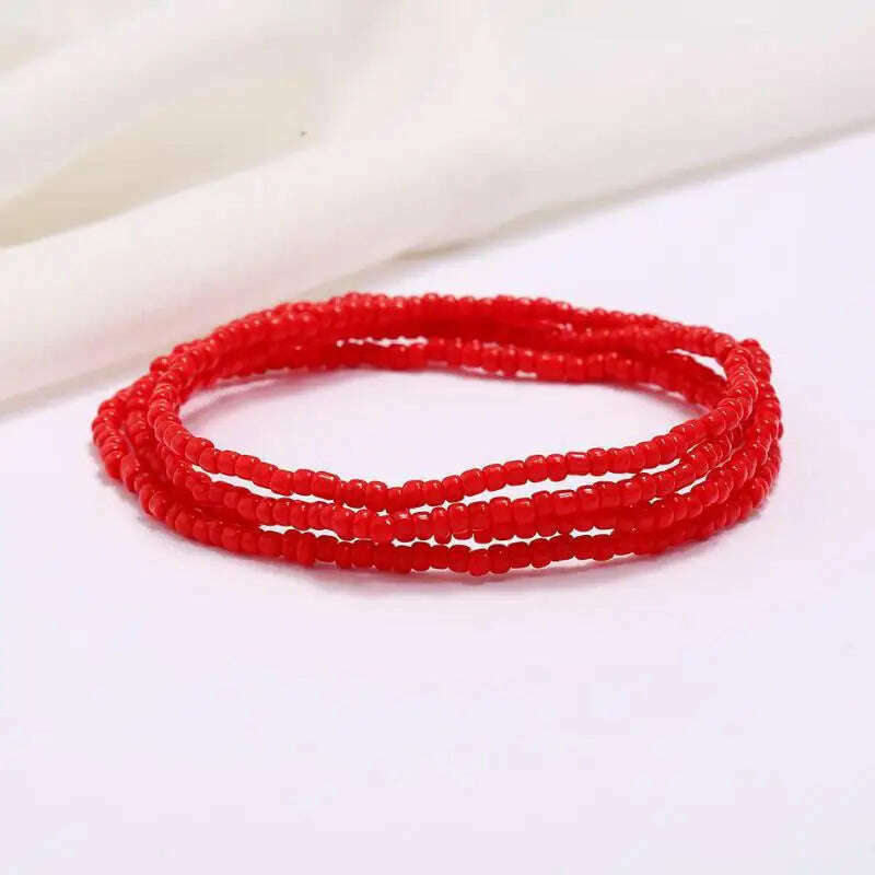 KIMLUD, Bohemia Elastic Waist Belly Chain African Belly Chain Waist Beads Body Chain  Women Girls Body Summer Boho Jewelry Accessories, 3-red, KIMLUD Womens Clothes