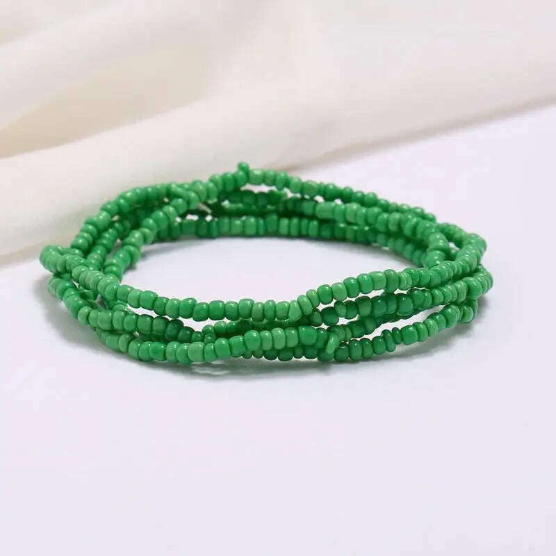 KIMLUD, Bohemia Elastic Waist Belly Chain African Belly Chain Waist Beads Body Chain  Women Girls Body Summer Boho Jewelry Accessories, 5-green, KIMLUD Womens Clothes