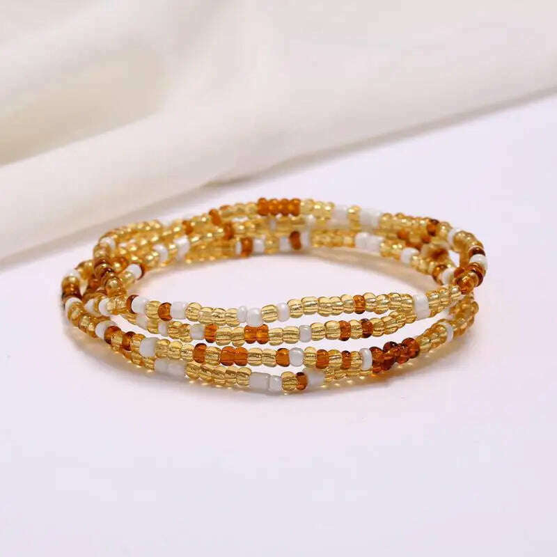 KIMLUD, Bohemia Elastic Waist Belly Chain African Belly Chain Waist Beads Body Chain  Women Girls Body Summer Boho Jewelry Accessories, 7-mix light gold, KIMLUD Womens Clothes