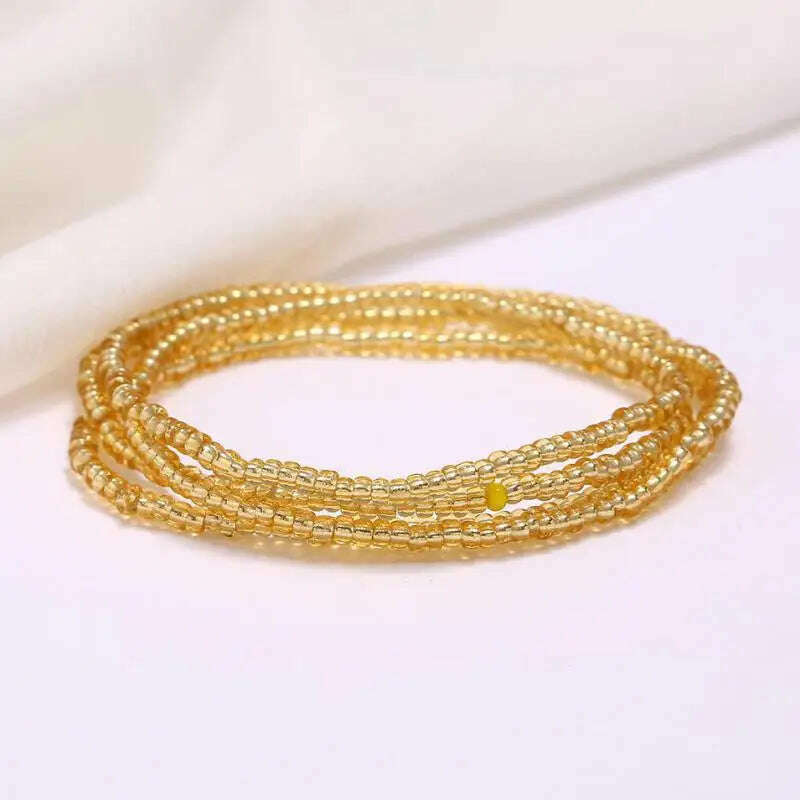 KIMLUD, Bohemia Elastic Waist Belly Chain African Belly Chain Waist Beads Body Chain  Women Girls Body Summer Boho Jewelry Accessories, 8-light gold, KIMLUD Womens Clothes