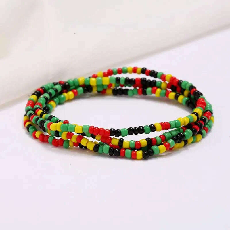 KIMLUD, Bohemia Elastic Waist Belly Chain African Belly Chain Waist Beads Body Chain  Women Girls Body Summer Boho Jewelry Accessories, 19-black mix color, KIMLUD Womens Clothes