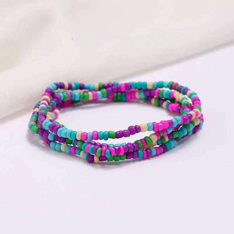 KIMLUD, Bohemia Elastic Waist Belly Chain African Belly Chain Waist Beads Body Chain  Women Girls Body Summer Boho Jewelry Accessories, 22-purple mix color, KIMLUD Womens Clothes