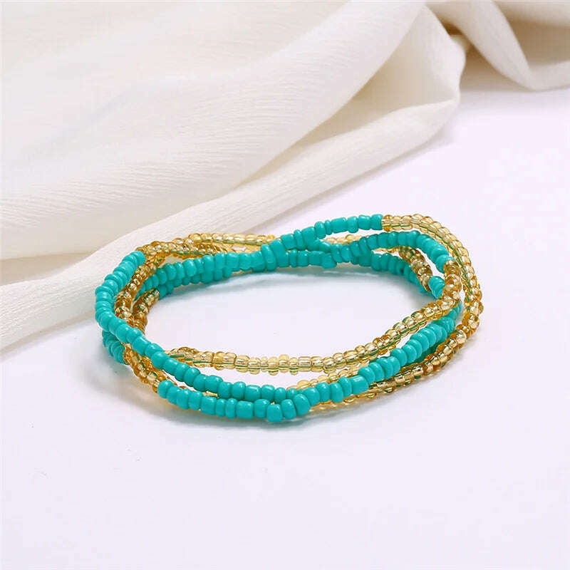 KIMLUD, Bohemia Elastic Waist Belly Chain African Belly Chain Waist Beads Body Chain  Women Girls Body Summer Boho Jewelry Accessories, 23-green gold, KIMLUD Womens Clothes