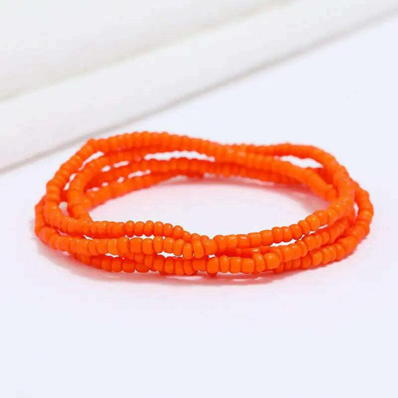 KIMLUD, Bohemia Elastic Waist Belly Chain African Belly Chain Waist Beads Body Chain  Women Girls Body Summer Boho Jewelry Accessories, 39-orange, KIMLUD Womens Clothes