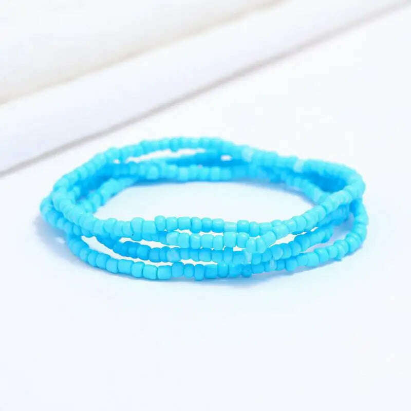 KIMLUD, Bohemia Elastic Waist Belly Chain African Belly Chain Waist Beads Body Chain  Women Girls Body Summer Boho Jewelry Accessories, 38-light blue, KIMLUD Womens Clothes