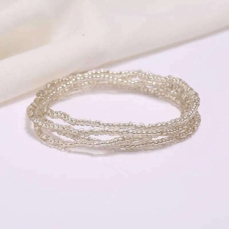 KIMLUD, Bohemia Elastic Waist Belly Chain African Belly Chain Waist Beads Body Chain  Women Girls Body Summer Boho Jewelry Accessories, 11-clear white, KIMLUD Womens Clothes
