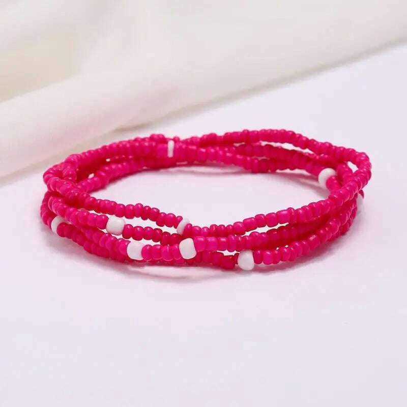 KIMLUD, Bohemia Elastic Waist Belly Chain African Belly Chain Waist Beads Body Chain  Women Girls Body Summer Boho Jewelry Accessories, 10-white red, KIMLUD Womens Clothes