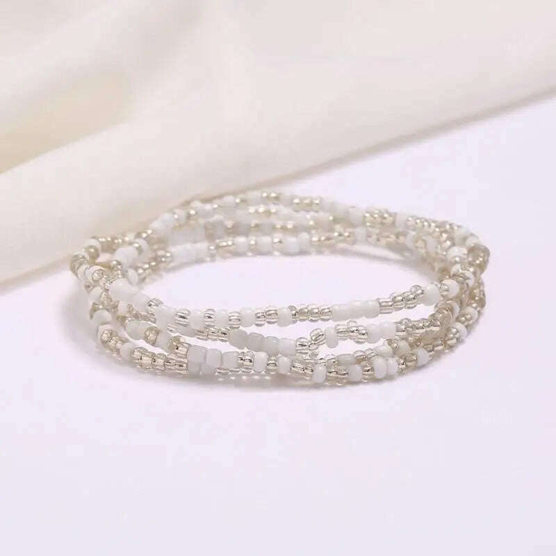 KIMLUD, Bohemia Elastic Waist Belly Chain African Belly Chain Waist Beads Body Chain  Women Girls Body Summer Boho Jewelry Accessories, 13-mix white, KIMLUD Womens Clothes