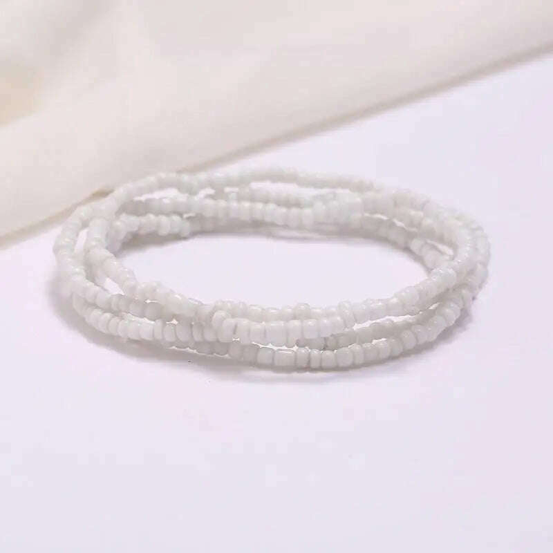 KIMLUD, Bohemia Elastic Waist Belly Chain African Belly Chain Waist Beads Body Chain  Women Girls Body Summer Boho Jewelry Accessories, 12-white, KIMLUD Womens Clothes