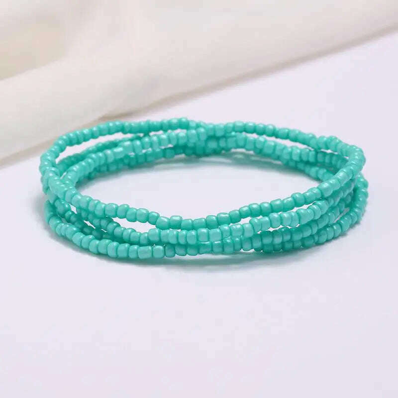KIMLUD, Bohemia Elastic Waist Belly Chain African Belly Chain Waist Beads Body Chain  Women Girls Body Summer Boho Jewelry Accessories, 15-green blue, KIMLUD Womens Clothes
