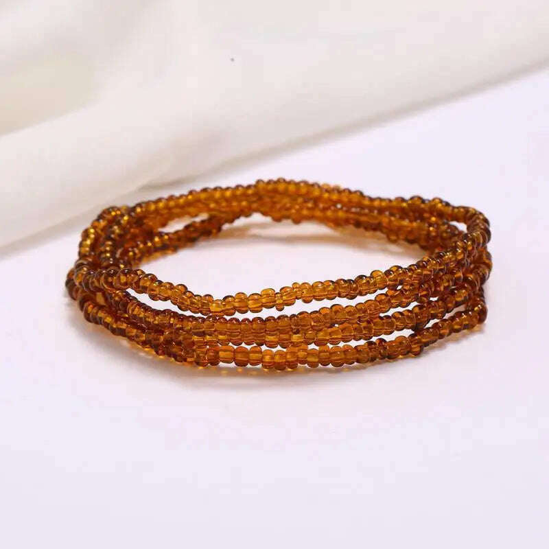 KIMLUD, Bohemia Elastic Waist Belly Chain African Belly Chain Waist Beads Body Chain  Women Girls Body Summer Boho Jewelry Accessories, 14-brown, KIMLUD Womens Clothes