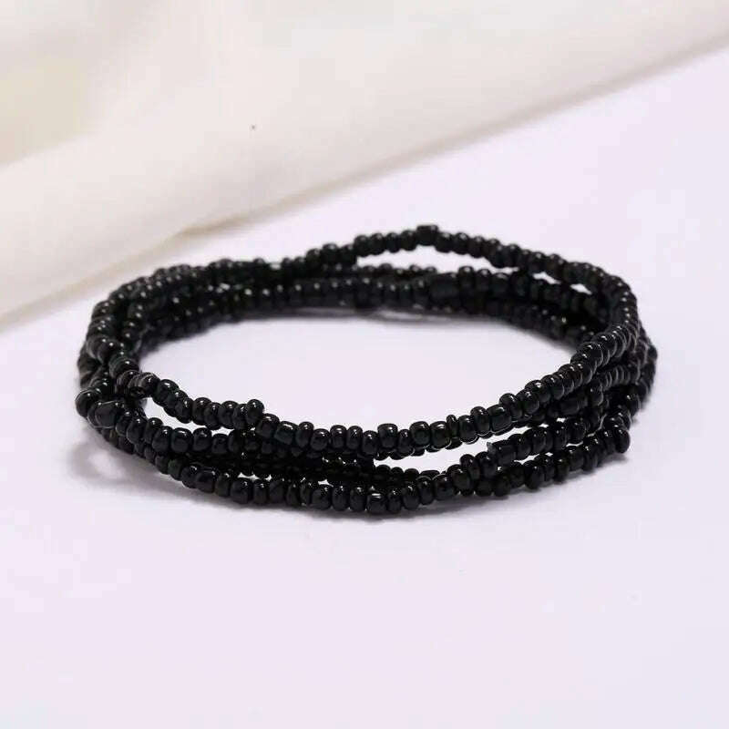 KIMLUD, Bohemia Elastic Waist Belly Chain African Belly Chain Waist Beads Body Chain  Women Girls Body Summer Boho Jewelry Accessories, 17-black, KIMLUD Womens Clothes