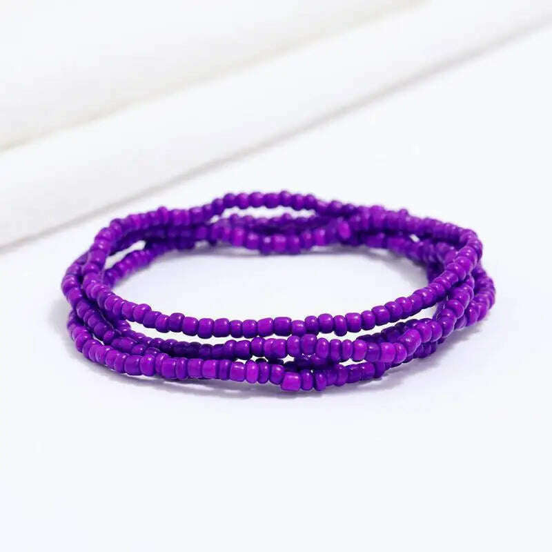 KIMLUD, Bohemia Elastic Waist Belly Chain African Belly Chain Waist Beads Body Chain  Women Girls Body Summer Boho Jewelry Accessories, 36-purple, KIMLUD Womens Clothes