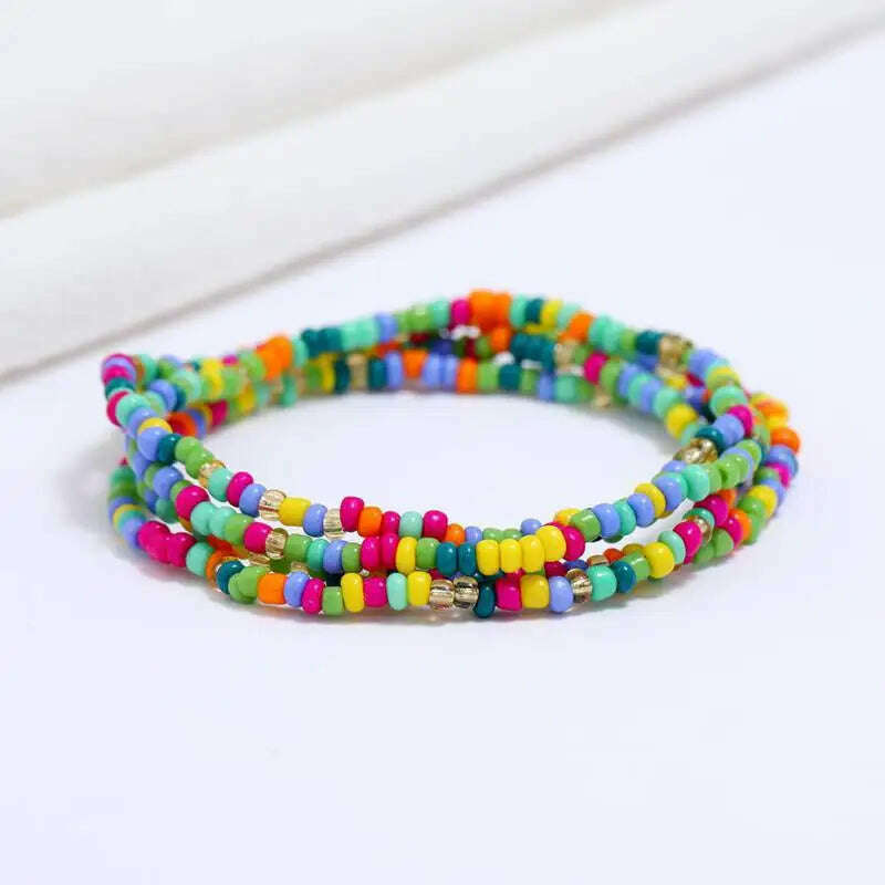 KIMLUD, Bohemia Elastic Waist Belly Chain African Belly Chain Waist Beads Body Chain  Women Girls Body Summer Boho Jewelry Accessories, 32-light mix color, KIMLUD Womens Clothes