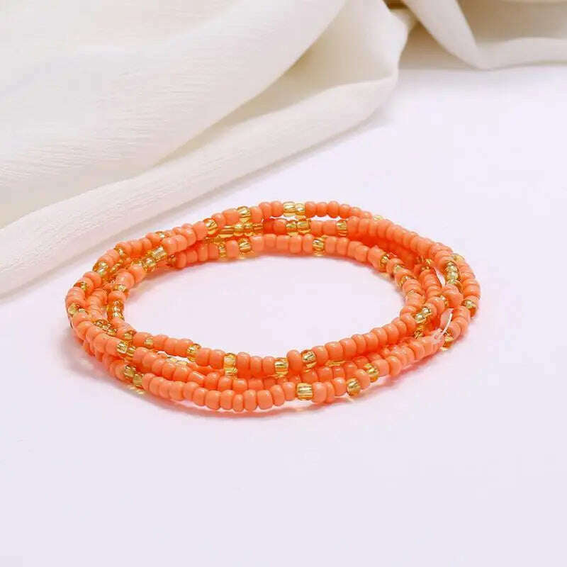 KIMLUD, Bohemia Elastic Waist Belly Chain African Belly Chain Waist Beads Body Chain  Women Girls Body Summer Boho Jewelry Accessories, 30-light gold pink, KIMLUD Womens Clothes