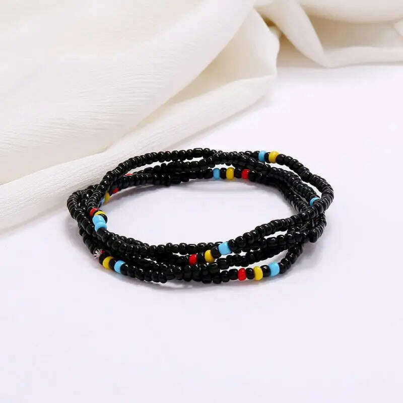 KIMLUD, Bohemia Elastic Waist Belly Chain African Belly Chain Waist Beads Body Chain  Women Girls Body Summer Boho Jewelry Accessories, 31-mix black, KIMLUD Womens Clothes