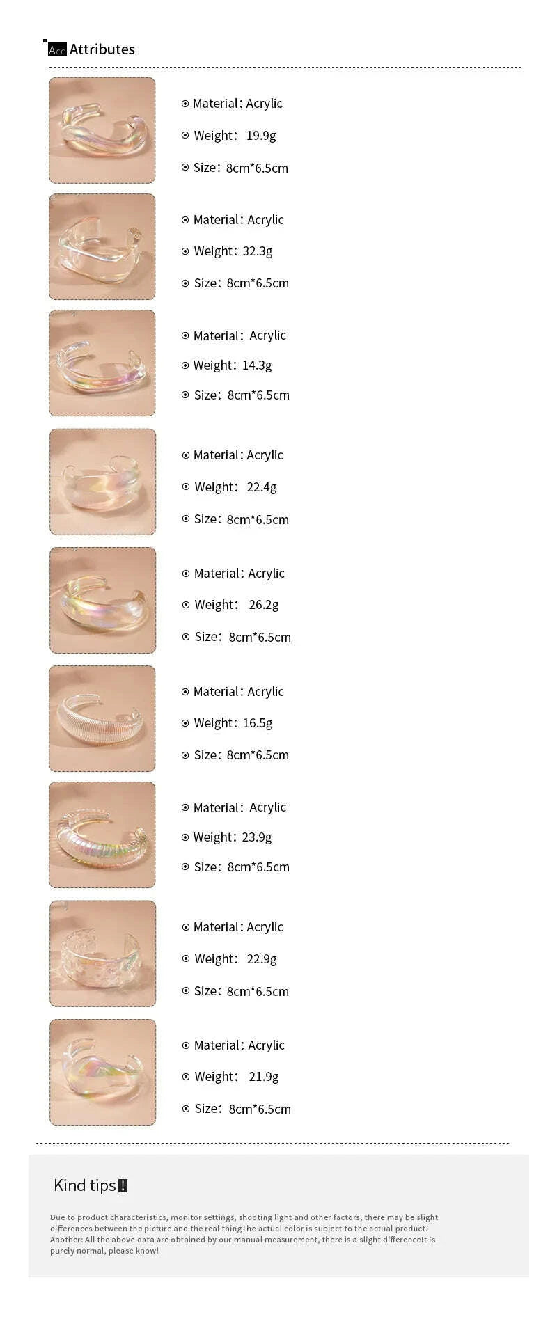 Bohemia Transparent Colorful Acrylic Opening Bangle for Women Irregular Large Wide Cuff Bracelet  New Trend Couple Jewelry F