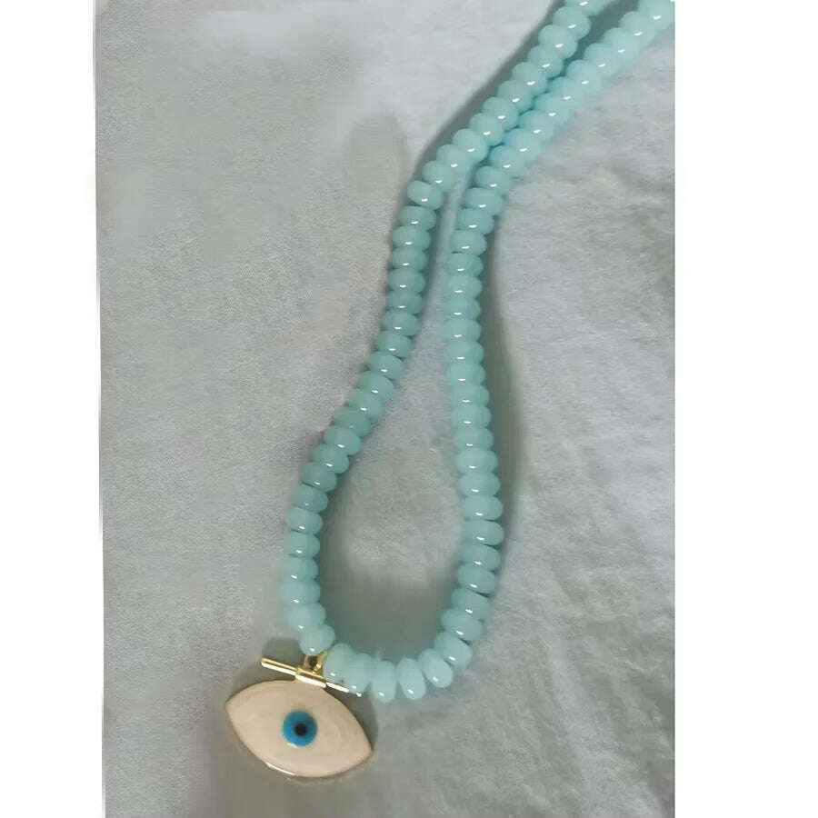 KIMLUD, Bohemian Colorful Glaze Fish Pendant for Women Striped Beaded Necklace Seaside Vacation Party Accessories, necklace 3, KIMLUD APPAREL - Womens Clothes