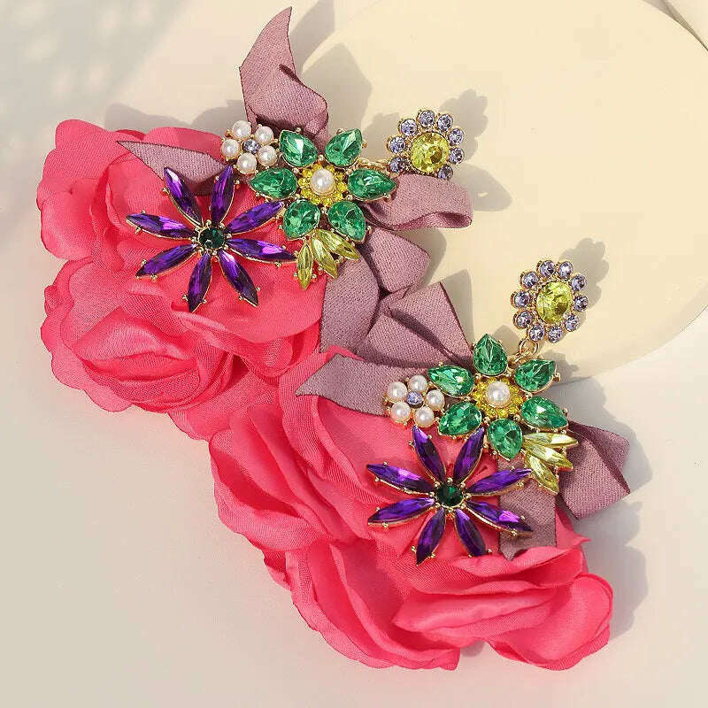 Bohemian Flowers Big Dangle Earrings For Women Trendy Luxury Vintage Fairy Wedding Party Jewelry Accessoies - KIMLUD