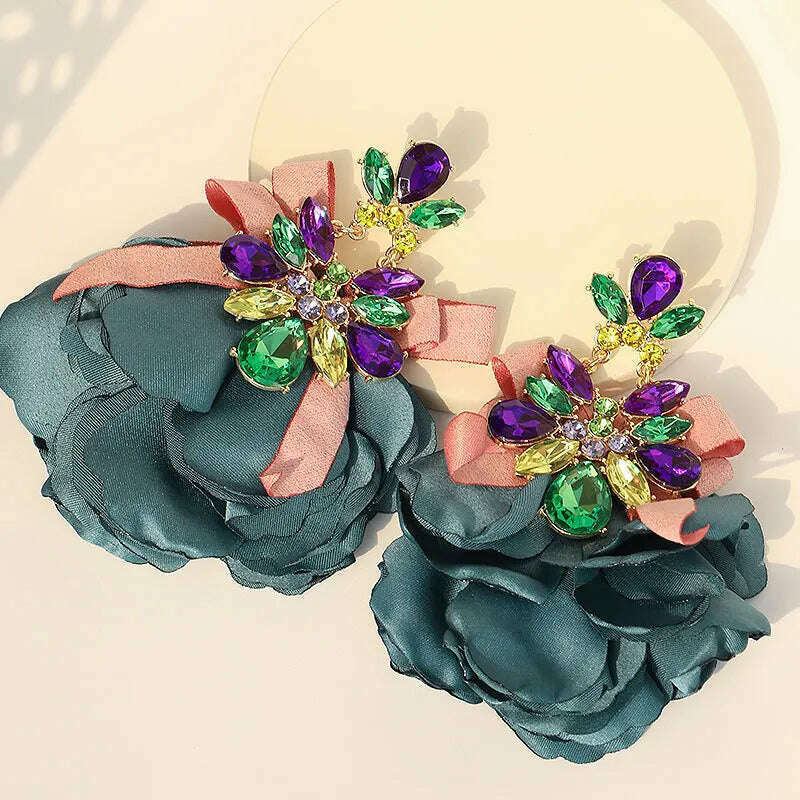 Bohemian Flowers Big Dangle Earrings For Women Trendy Luxury Vintage Fairy Wedding Party Jewelry Accessoies - KIMLUD