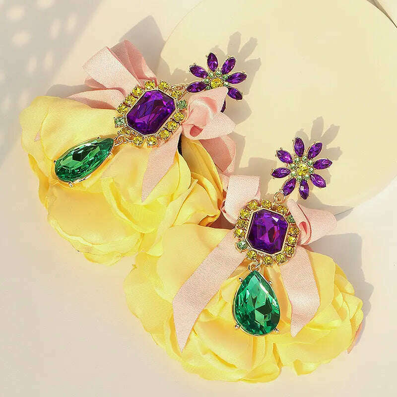 Bohemian Flowers Big Dangle Earrings For Women Trendy Luxury Vintage Fairy Wedding Party Jewelry Accessoies - KIMLUD