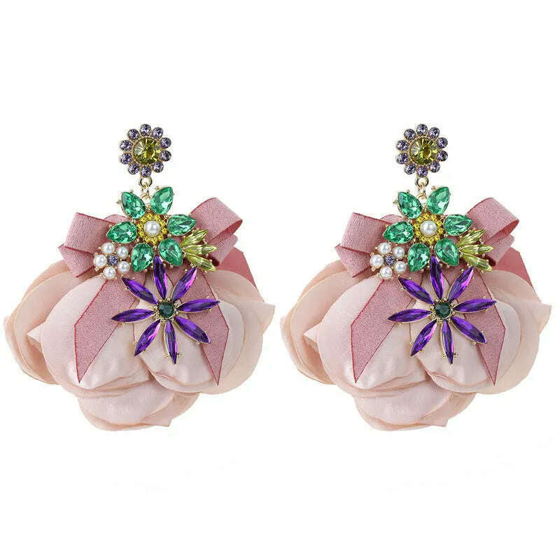 Bohemian Flowers Big Dangle Earrings For Women Trendy Luxury Vintage Fairy Wedding Party Jewelry Accessoies - KIMLUD