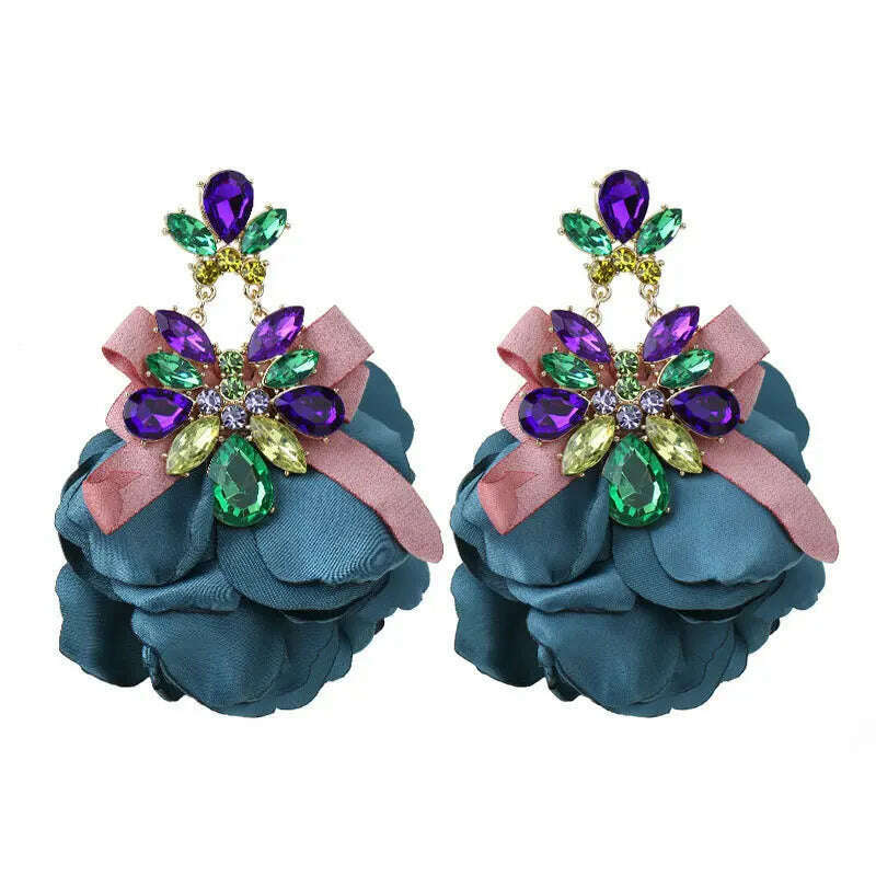 Bohemian Flowers Big Dangle Earrings For Women Trendy Luxury Vintage Fairy Wedding Party Jewelry Accessoies - KIMLUD