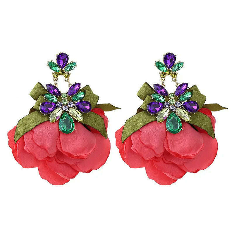 Bohemian Flowers Big Dangle Earrings For Women Trendy Luxury Vintage Fairy Wedding Party Jewelry Accessoies - KIMLUD