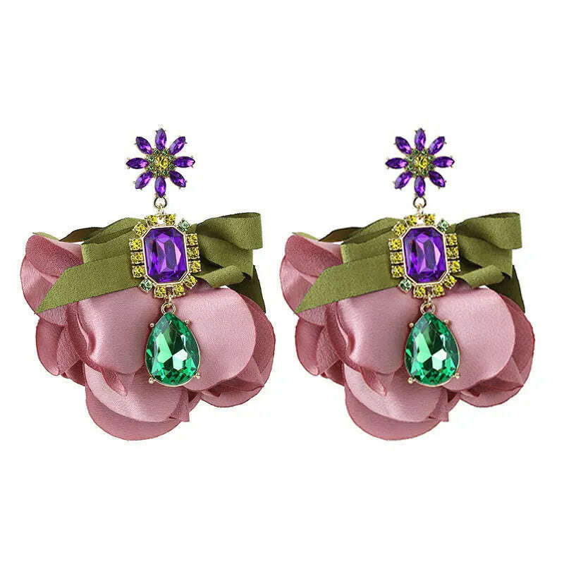 Bohemian Flowers Big Dangle Earrings For Women Trendy Luxury Vintage Fairy Wedding Party Jewelry Accessoies - KIMLUD