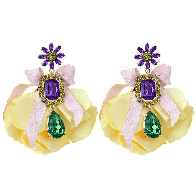 Bohemian Flowers Big Dangle Earrings For Women Trendy Luxury Vintage Fairy Wedding Party Jewelry Accessoies - KIMLUD