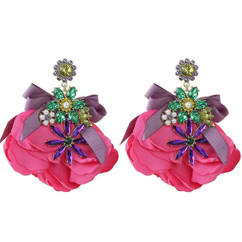Bohemian Flowers Big Dangle Earrings For Women Trendy Luxury Vintage Fairy Wedding Party Jewelry Accessoies - KIMLUD