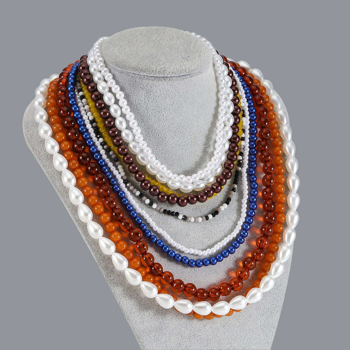 KIMLUD, Bohemian Multi-layered Long Necklace, Imitation Pearl Necklace, Suitable for Daily Wear, Fashion Jewelry Accessories Wholesale, KIMLUD Womens Clothes