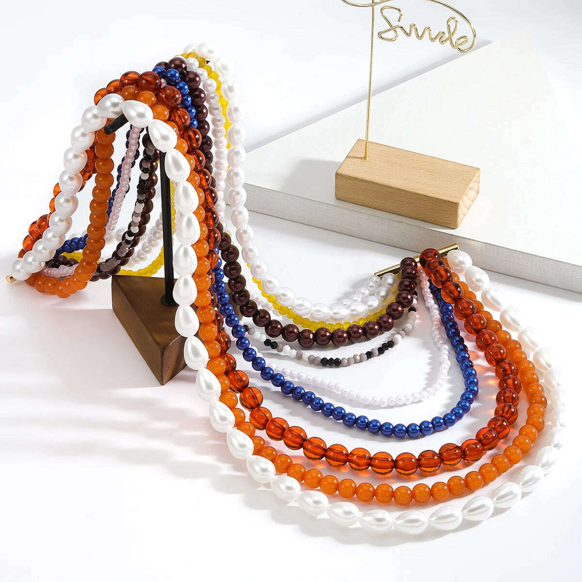 KIMLUD, Bohemian Multi-layered Long Necklace, Imitation Pearl Necklace, Suitable for Daily Wear, Fashion Jewelry Accessories Wholesale, KIMLUD Womens Clothes