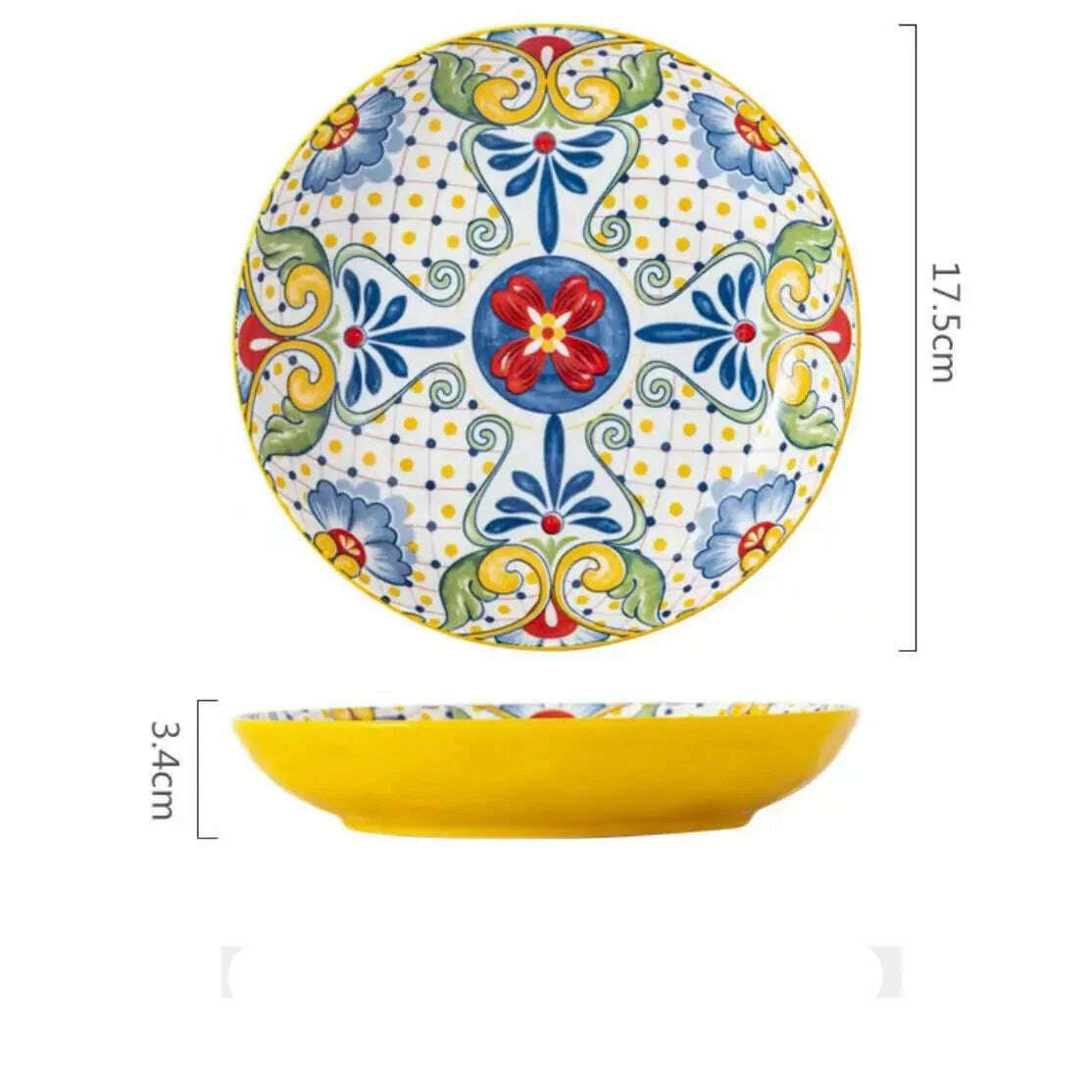 Bohemian Style Ceramic Tableware Combination Set High Color Household Ceramic Rice Bowl Vegetable Plate Noodle Bowl - KIMLUD
