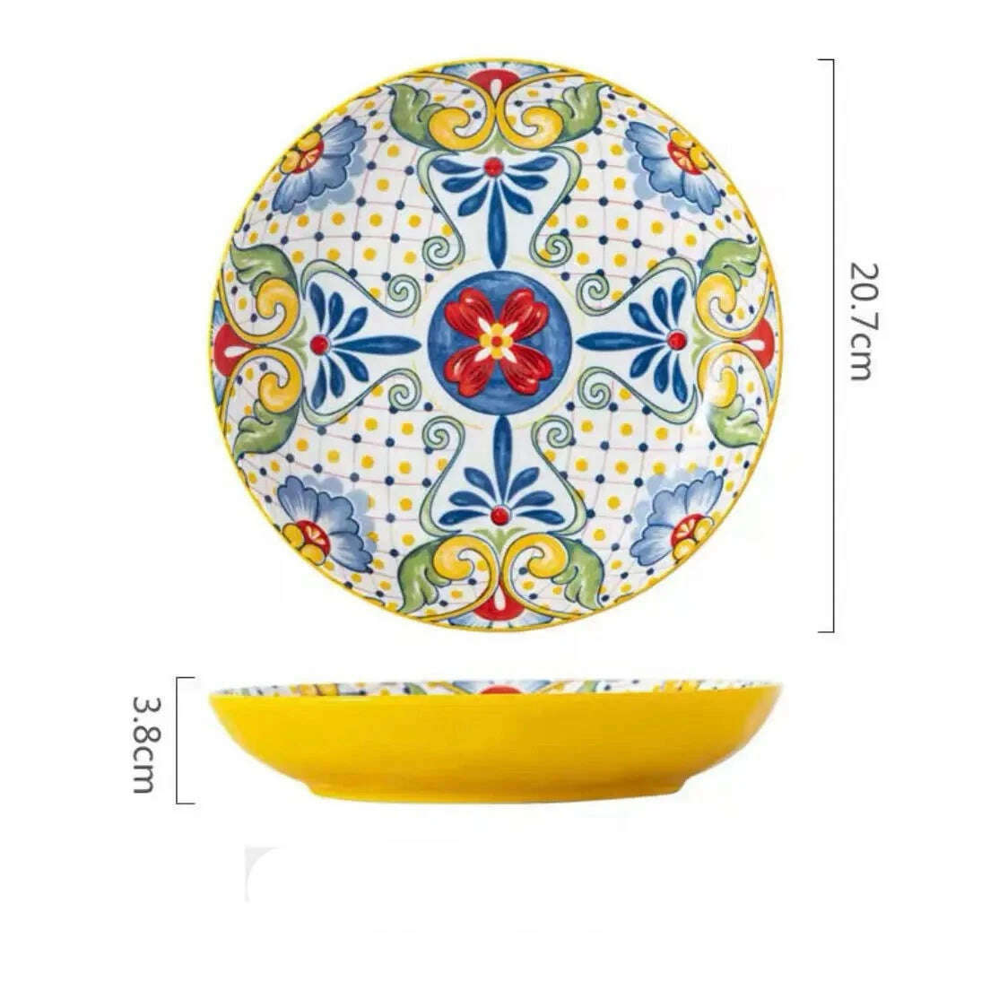 Bohemian Style Ceramic Tableware Combination Set High Color Household Ceramic Rice Bowl Vegetable Plate Noodle Bowl - KIMLUD