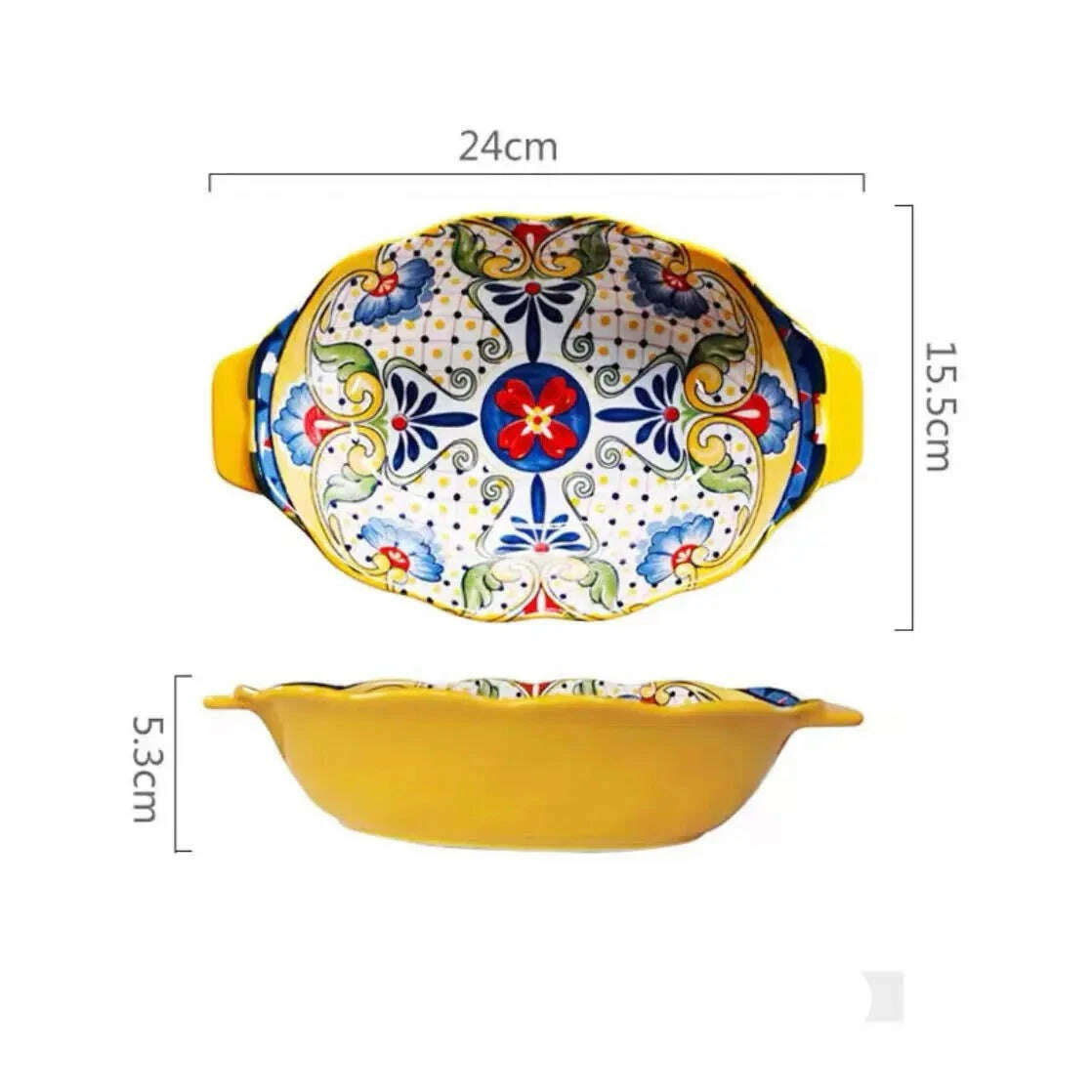 Bohemian Style Ceramic Tableware Combination Set High Color Household Ceramic Rice Bowl Vegetable Plate Noodle Bowl - KIMLUD