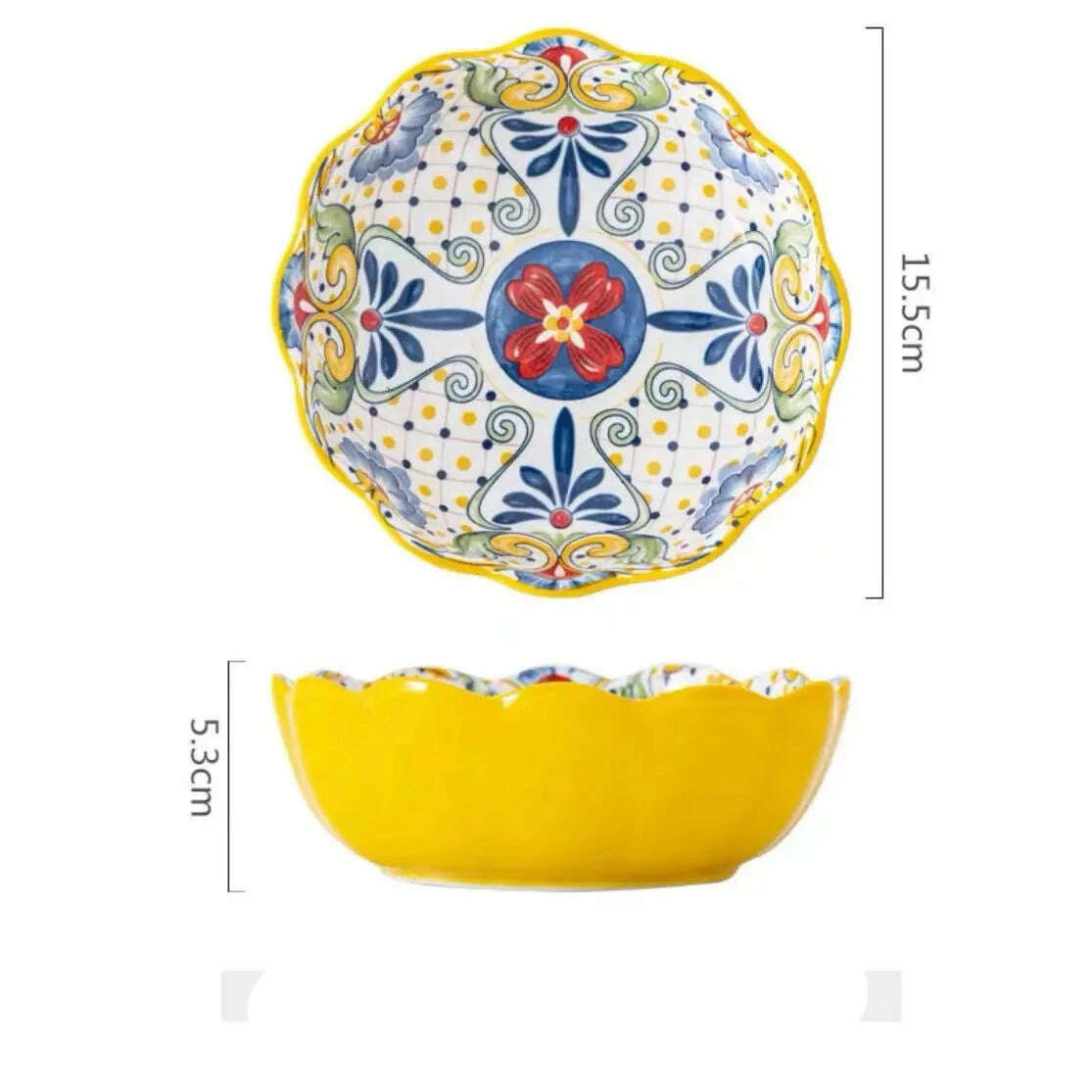 Bohemian Style Ceramic Tableware Combination Set High Color Household Ceramic Rice Bowl Vegetable Plate Noodle Bowl - KIMLUD