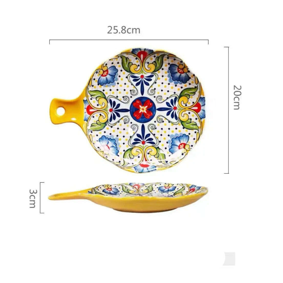 Bohemian Style Ceramic Tableware Combination Set High Color Household Ceramic Rice Bowl Vegetable Plate Noodle Bowl - KIMLUD