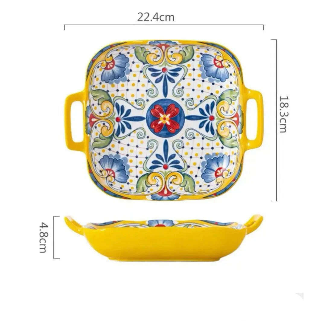 Bohemian Style Ceramic Tableware Combination Set High Color Household Ceramic Rice Bowl Vegetable Plate Noodle Bowl - KIMLUD