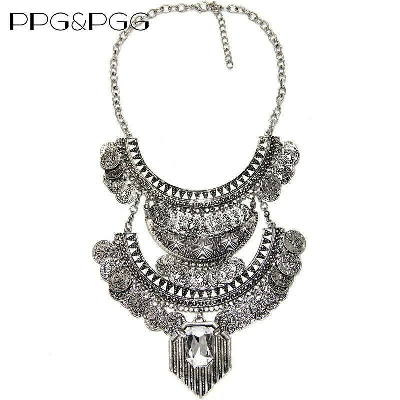 KIMLUD, Bohemian Vintage Choker Necklace Women Indian Ethnic Statement Large Collar Necklaces Pendant Maxi Gypsy Big Choker Necklace, KIMLUD Womens Clothes