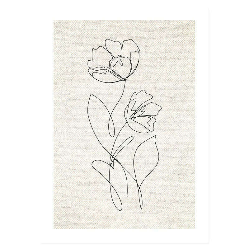 KIMLUD, Boho Abstract Figures Couple Sketch Line Floral Poster Wall Art Canvas Painting Picture Prints Bedroom Home Interior Decoration, PICTURE D / 10x15 cm no frame, KIMLUD Women's Clothes