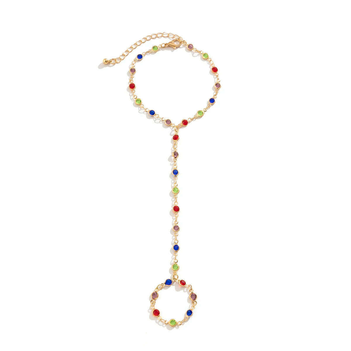 Boho Creative Simple Crystal Finger Bracelet For Women Gold Color Link Chains Connecting Hand Harness Bangles Y2K Jewelry Gift - KIMLUD