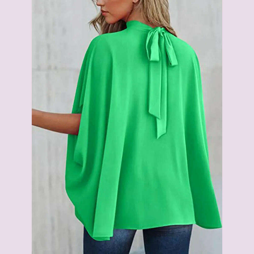 KIMLUD, Boho Women's Blouse Elegant Short Sleeve Loose Fashion O-neck White Femme Top Casual Chiffon Blouses For Women 2023 New Summer, KIMLUD Womens Clothes