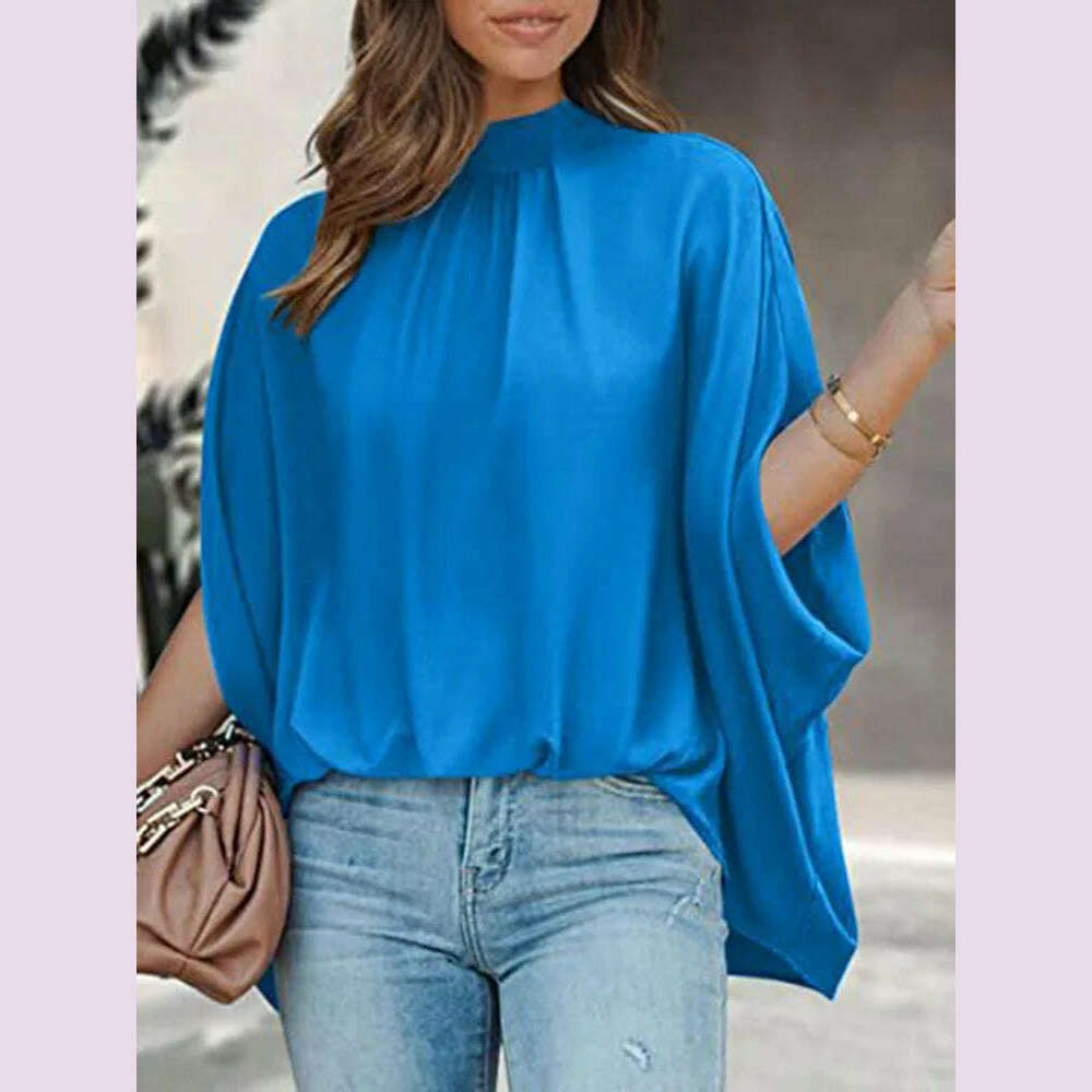 KIMLUD, Boho Women's Blouse Elegant Short Sleeve Loose Fashion O-neck White Femme Top Casual Chiffon Blouses For Women 2023 New Summer, KIMLUD Womens Clothes