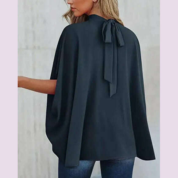 KIMLUD, Boho Women's Blouse Elegant Short Sleeve Loose Fashion O-neck White Femme Top Casual Chiffon Blouses For Women 2023 New Summer, KIMLUD Womens Clothes