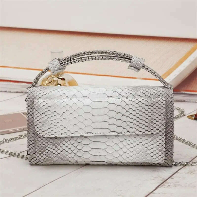 KIMLUD, Bolsa Feminina Small Leather Women's Hand Bag Female Fashion Chain Shoulder Bag Luxury Designer Crocodile Tote Messenger Bags, Beige, KIMLUD Womens Clothes