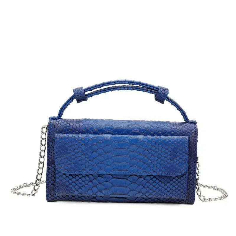 KIMLUD, Bolsa Feminina Small Leather Women's Hand Bag Female Fashion Chain Shoulder Bag Luxury Designer Crocodile Tote Messenger Bags, Blue, KIMLUD Womens Clothes