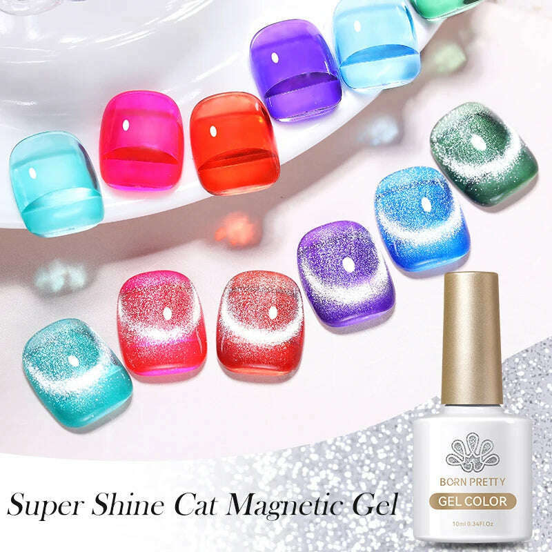BORN PRETTY Super Shine Cat Magnetic Gel Nail Polish Sparking Shiny Varnish UV Gel For Nail Art Design Magnetic Manicure - KIMLUD