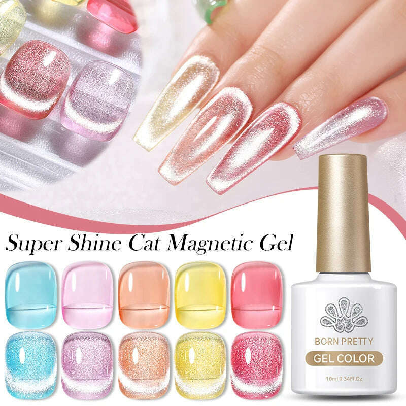 BORN PRETTY Super Shine Cat Magnetic Gel Nail Polish Sparking Shiny Varnish UV Gel For Nail Art Design Magnetic Manicure - KIMLUD