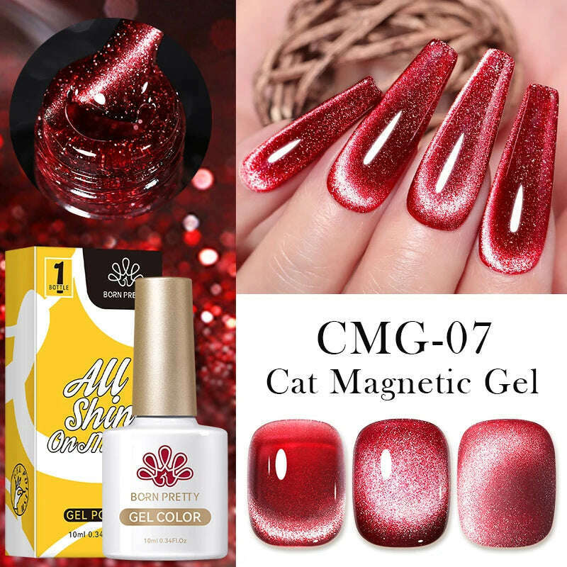 BORN PRETTY Super Shine Cat Magnetic Gel Nail Polish Sparking Shiny Varnish UV Gel For Nail Art Design Magnetic Manicure - KIMLUD